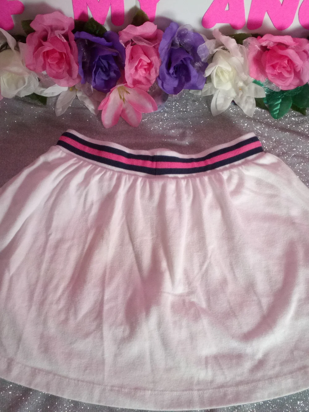 Old Navy White Skort with Navy & Pink Waistband
